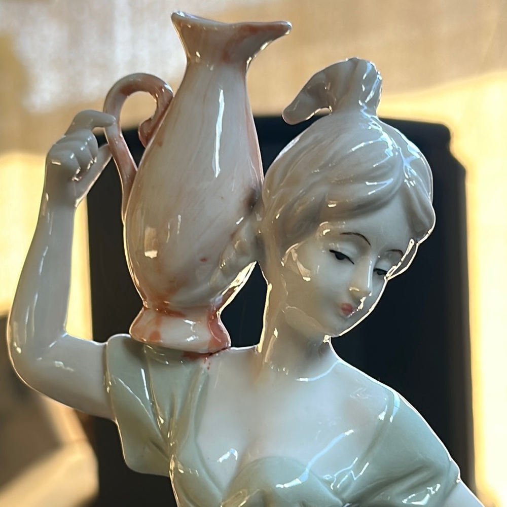 Elegant Porcelain Lady Figurine with Vase.